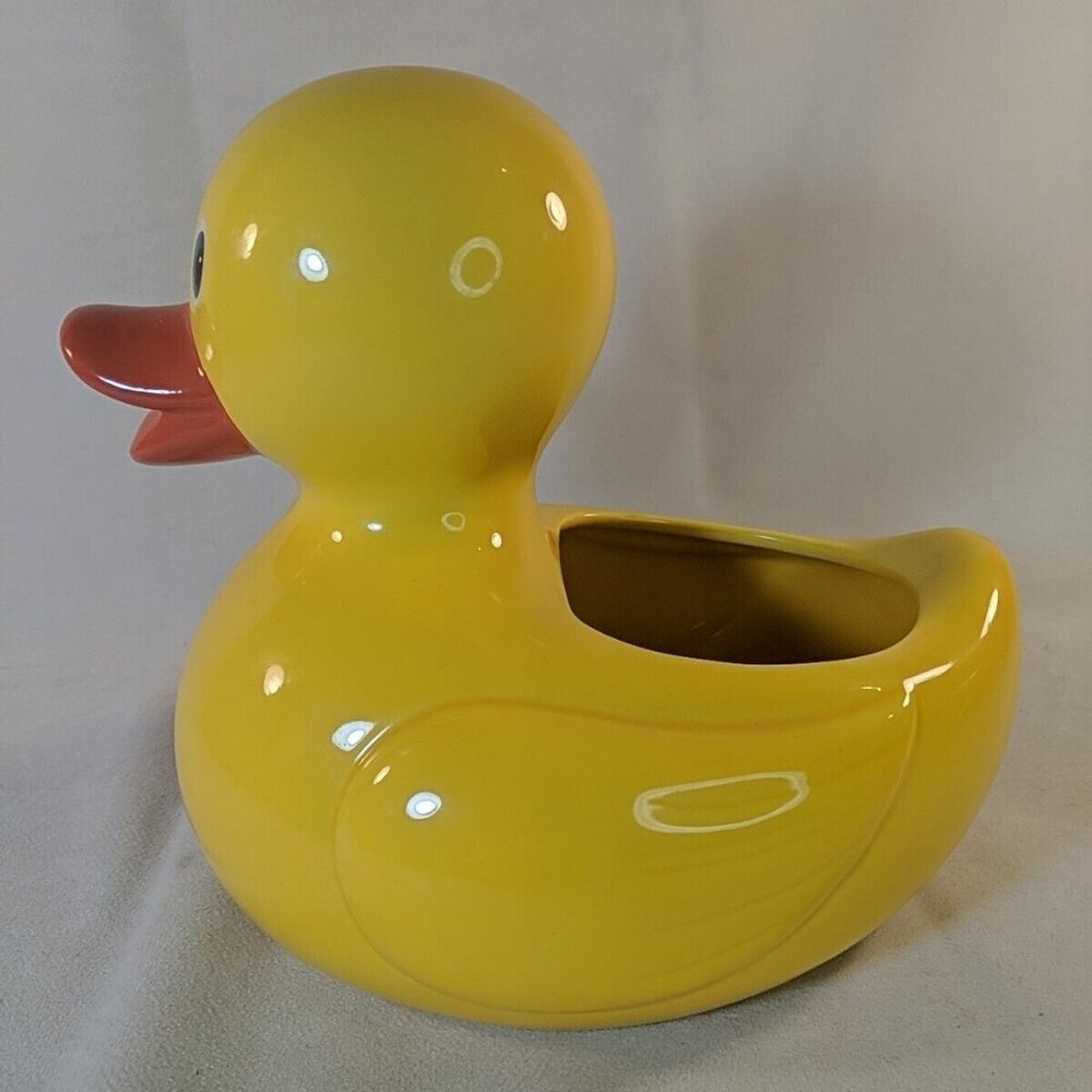 Teleflora Gifts Ceramic Duck Yellow Planter Vase Large Big Rubber 9"